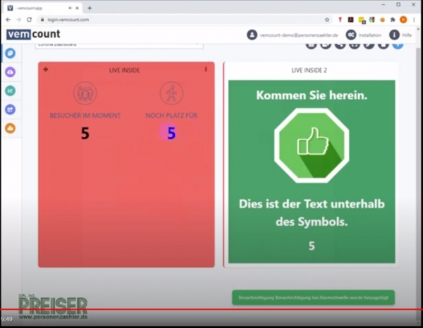 Vemcount Cloud Software - Personenzählung - Kurzeinführung - Bedienung